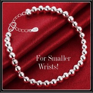 NEW 925 SILVER BALL BEAD BRACELET FOR SMALLER WRISTS